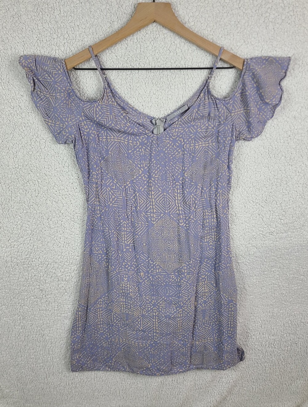TART Lavender Printed Cold Shoulder Flutter Sleeve Mini Dress Size S